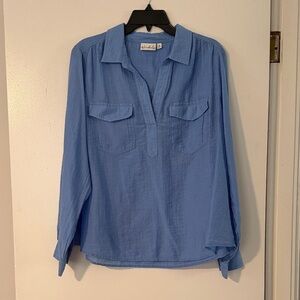 Wonderly Sky Blue Long Sleeve Blouse